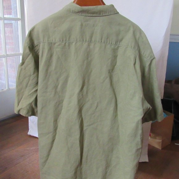 Columbia Olive Green Short-Sleeve Button-Up Shirt Cotton Blend Size XXL EUC - Picture 4 of 8